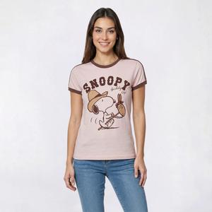 Juniors C-Life Snoopy Horse Ringer Baby Tee With Stripes